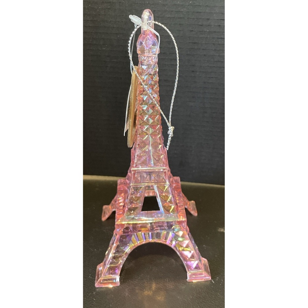 Christmas Holiday Pink‎ Acrylic Eiffel Tower Paris Ornament 6 Inch NEW